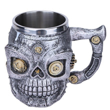 Load image into Gallery viewer, 3D Skull Mugs Double Wall Stainless Steel Coffee Tea Bottle Mug Skull Mechanical Gears Drinking Cup Milk Beer Cup Kitchen Gadget