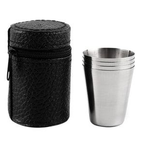 1 lot de 4 couvercles en acier inoxydable tasse de camping tasse tasse à boire café thé bière avec étui idéal pour camping vacances pique-nique 3 tailles