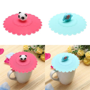 1PC Anti-poussière Silicone thé tasse couverture 10.5cm décoratif Animal étanche café joint couvercle bouchon cuisine verres accessoires