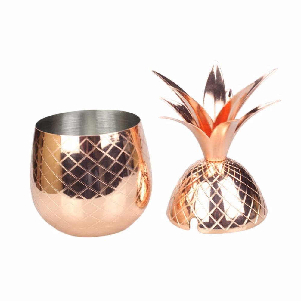 2017 Nouvelle Arrivée Design Moderne 304 En Acier Inoxydable Ananas Cocktail Verre 500 ML Cocktail Potable Tasses Tasses Pour Club Or Rose